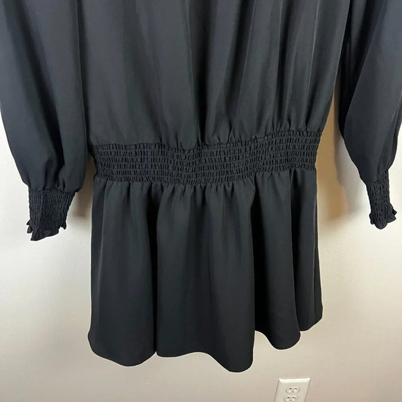 Amanda Uprichard Kestin Ruffle Mini Dress Size Small Black High Neck Party Event - Picture 8 of 10